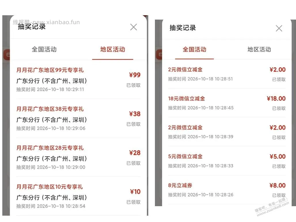 【广东】工享月月花报名，刚中210 - 线报酷
