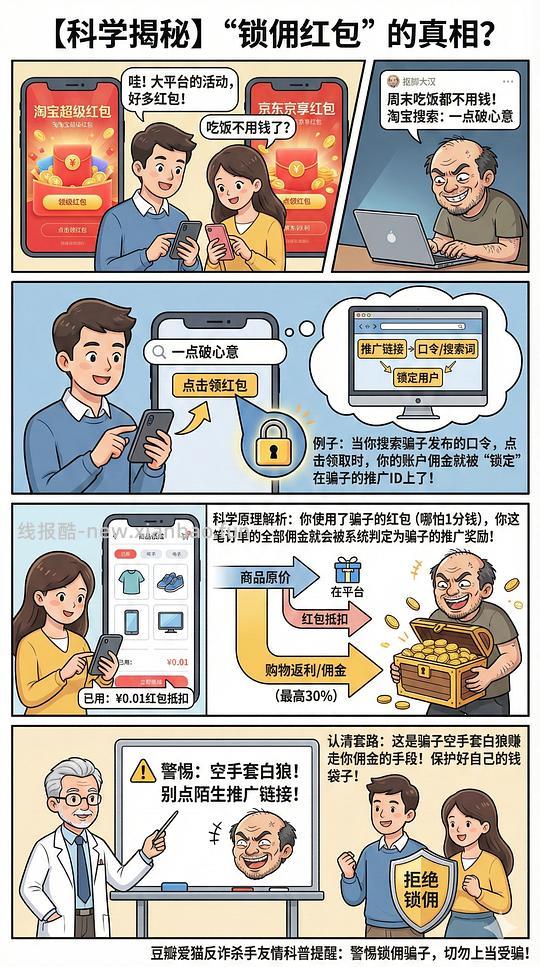 讨论/【科普】618必看！锁佣、锁佣红包、锁佣诈骗科普漫画！ - 线报酷