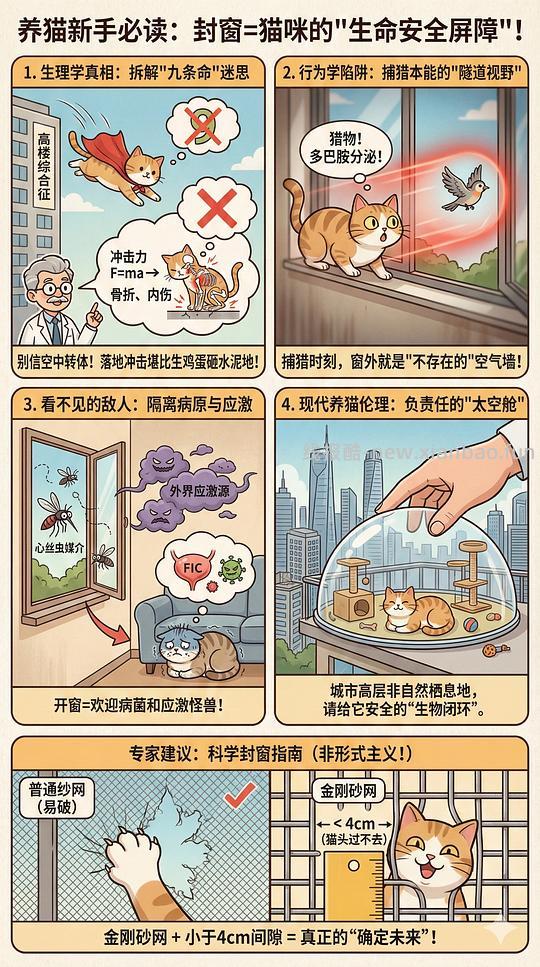 讨论/【科普】养猫科普漫画，不定期更新中（2.10 更新封窗、新手养猫误区科普） - 线报酷