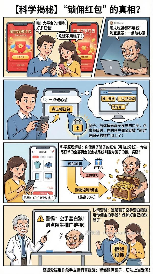 讨论/【科普】618必看！锁佣、锁佣红包、锁佣诈骗科普漫画！ - 线报酷